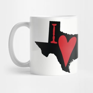 I Heart Texas, I Love Texas - Black and Red Mug